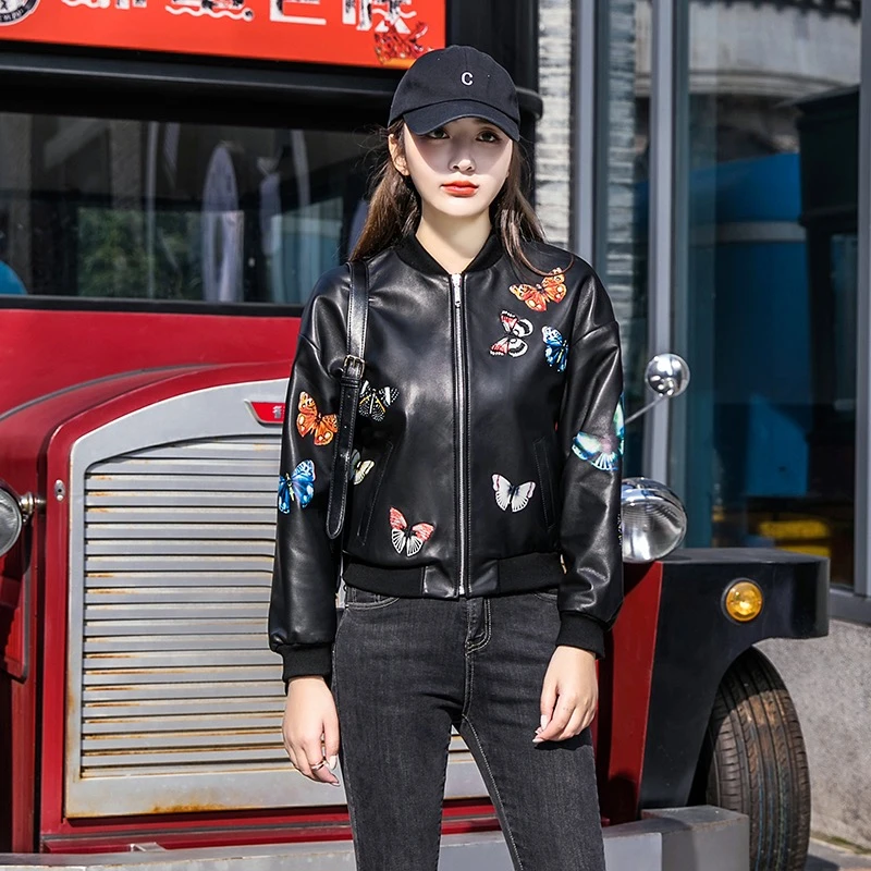 初恋公主2023春秋冬真皮绵羊皮时尚女士休闲皮衣外套春季重工