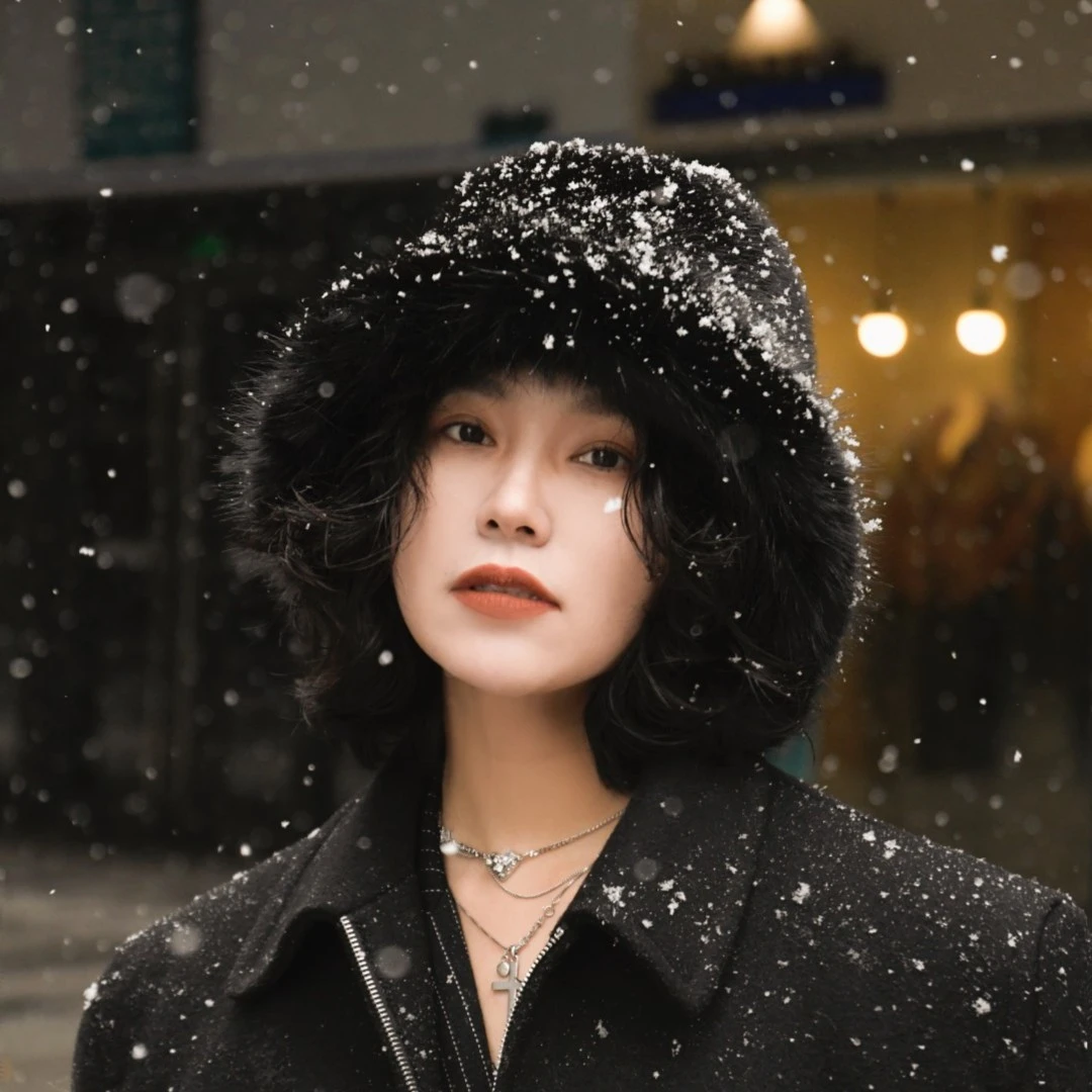 普氏公园RS【东京恋人】/黑/白--长绒毛毛时髦盆帽