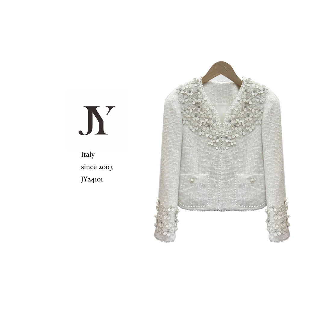 JY2024新款白色春季夏季纯色休闲舒适百搭外套JY24101