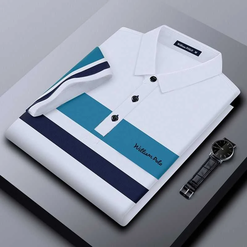 保罗POLO衫潮流休闲夏季半袖男士短袖条纹透气吸汗马球衫短袖