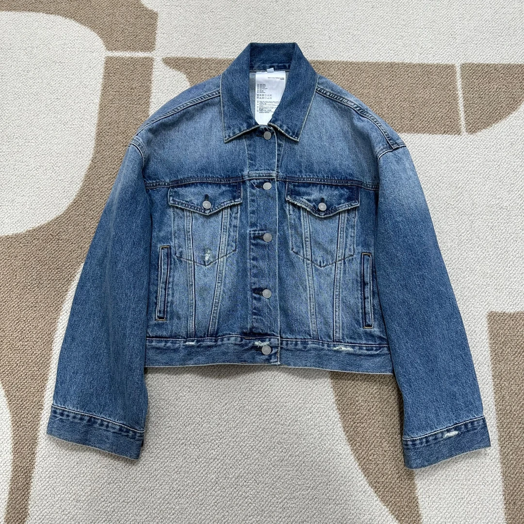 陈邓邓  25春季复古短款牛仔外套 翻领水洗牛仔简约百搭女款4010