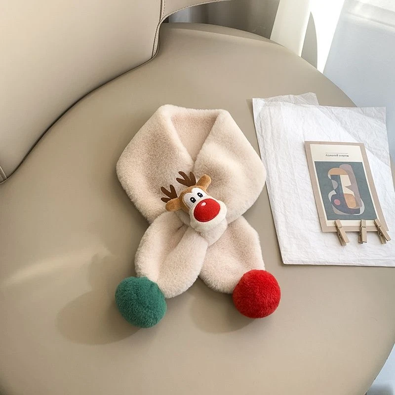 宝宝围巾秋冬可爱圣诞小鹿婴儿脖套柔软加厚保暖冬天男女儿童围脖