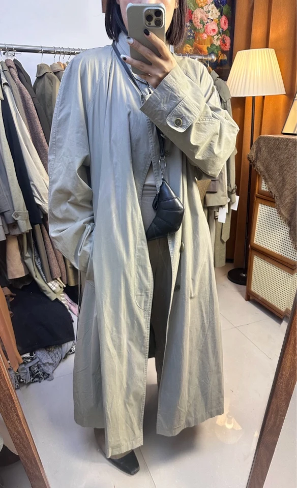 芫荽古着 百搭慵懒风风衣宽松廓版风衣