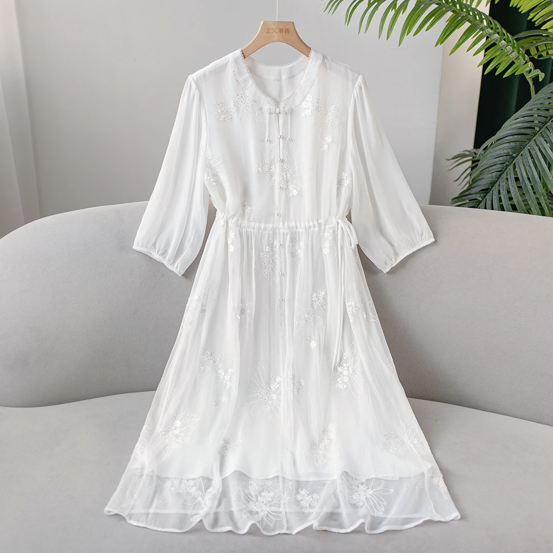 ZHUOXI/着西111【2024-着西原创】桑蚕丝连衣裙时尚显瘦2Q373