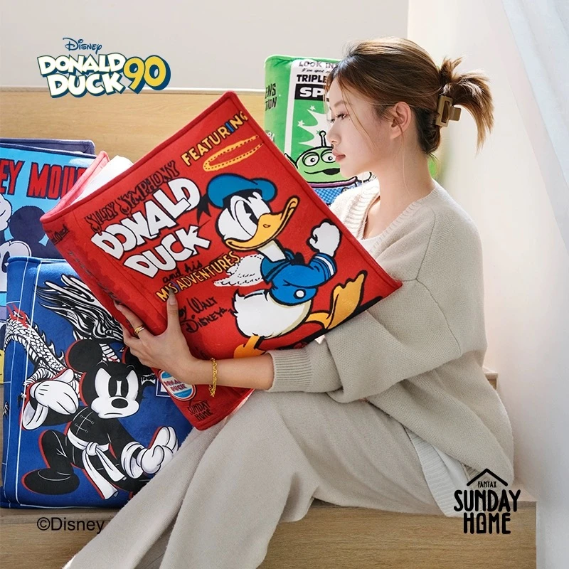 SUNDAY HOME 迪士尼唐老鸭书本抱枕米奇毛绒书靠枕坐垫