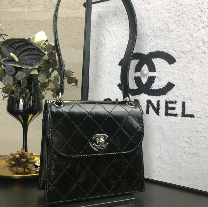 95新 Chanel/香奈儿 黑银mini kelly单肩包 5开 带卡册 底长14