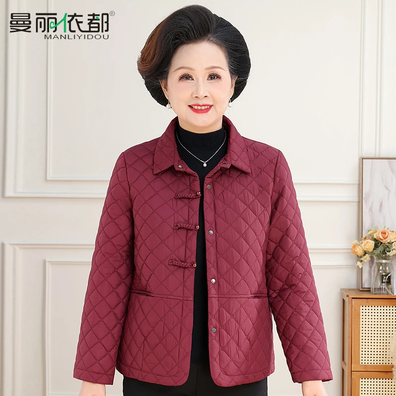 中老年女外套高贵妈妈秋冬上衣奶奶装时尚洋气夹棉衣服老太太薄袄