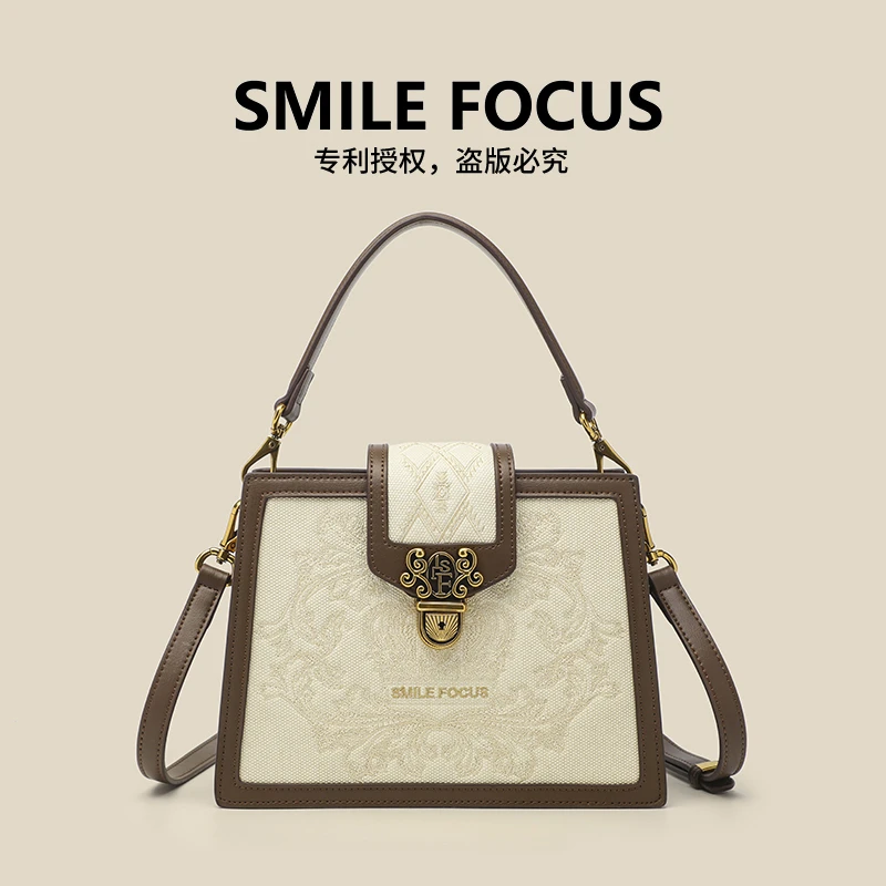 SMILE FOCUS微笑有约2024质感限定宫廷刺绣手提包女神单肩包