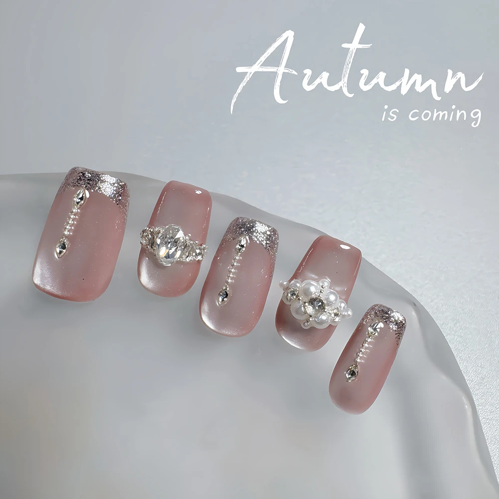 【冰晶之心】原创轻奢手工穿戴甲气质美甲贴片冰透高级感可拆卸指甲