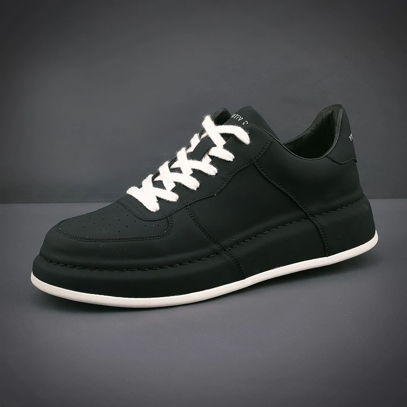 欧洲站男鞋25秋季新款高端真皮小白鞋青年厚底休闲板鞋皮包底潮鞋