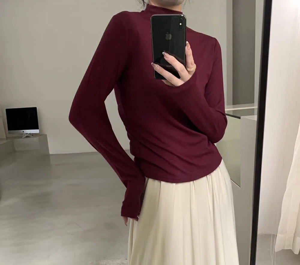 【壹伴】百搭韩系高领简约纯色打底衫