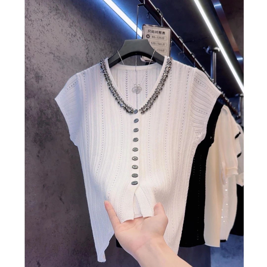 设计感法式夏季上衣女2024新款显瘦重工镂空气质百搭温柔开衫上衣