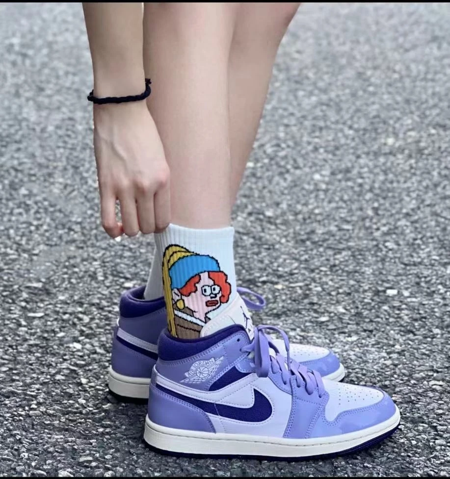 Air Jordan 1 Mid AJ1耐克女鞋紫色中帮复古休闲篮球鞋DZ3745-500