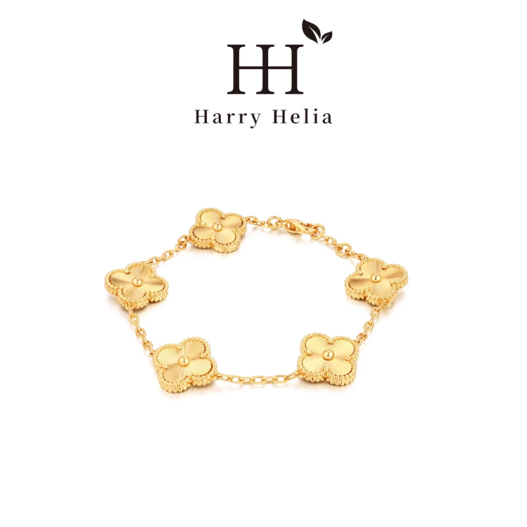铜合金手链 （金喜）设计款时尚轻奢复古镭射金色四叶草手链9211