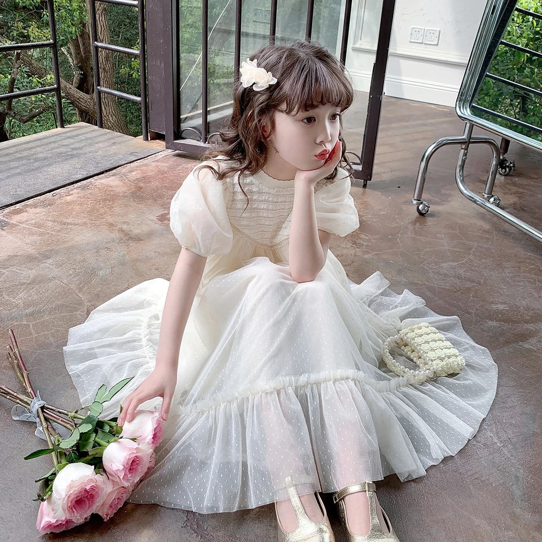 女童夏季连衣裙2025夏装新款儿童韩版泡泡袖公主裙子 Q23255