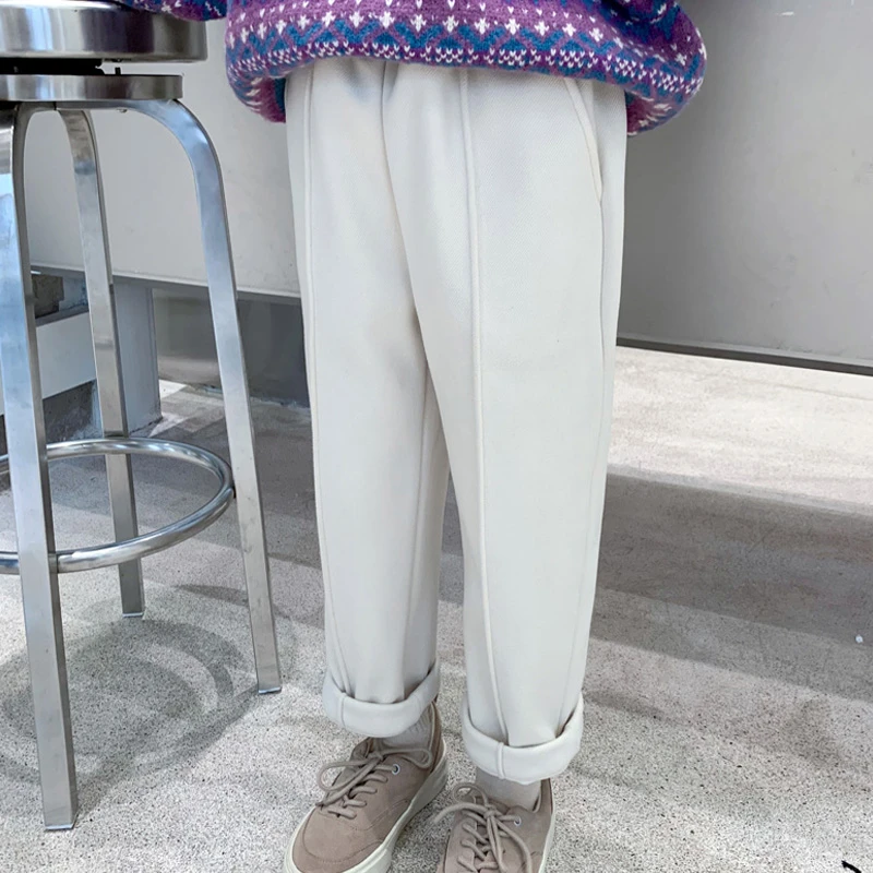 现货女童加厚裤子2023冬装新款儿童宝宝韩版洋气宽松直筒裤K22412