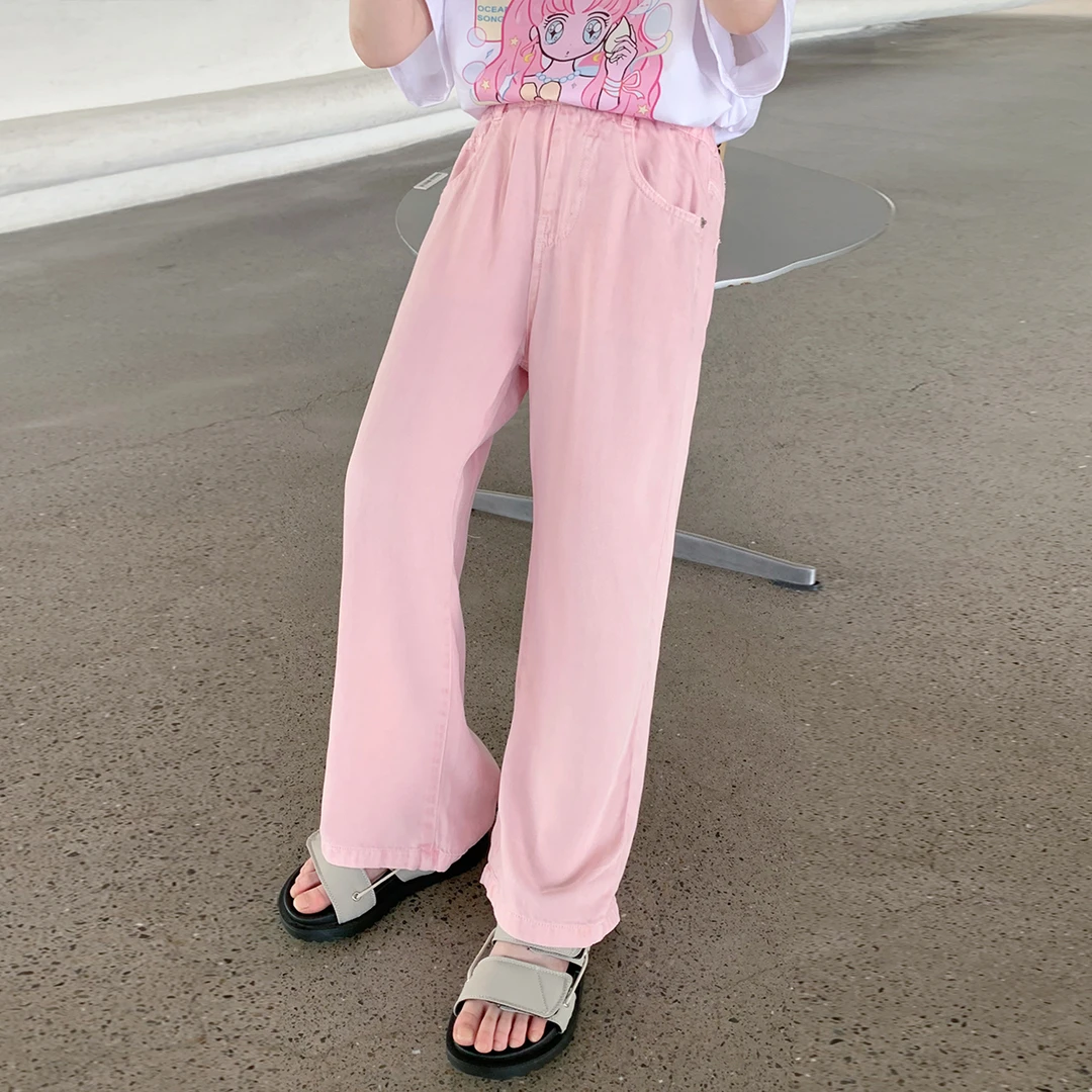 女童天丝牛仔防蚊裤夏季薄款2025夏装新款儿童直筒裤子 K24200