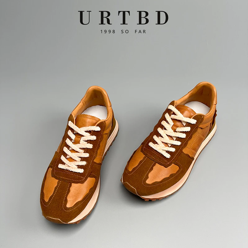 欧洲站广州厚底复古手工鞋真皮头层牛皮阿甘鞋子运动鞋透气男鞋潮