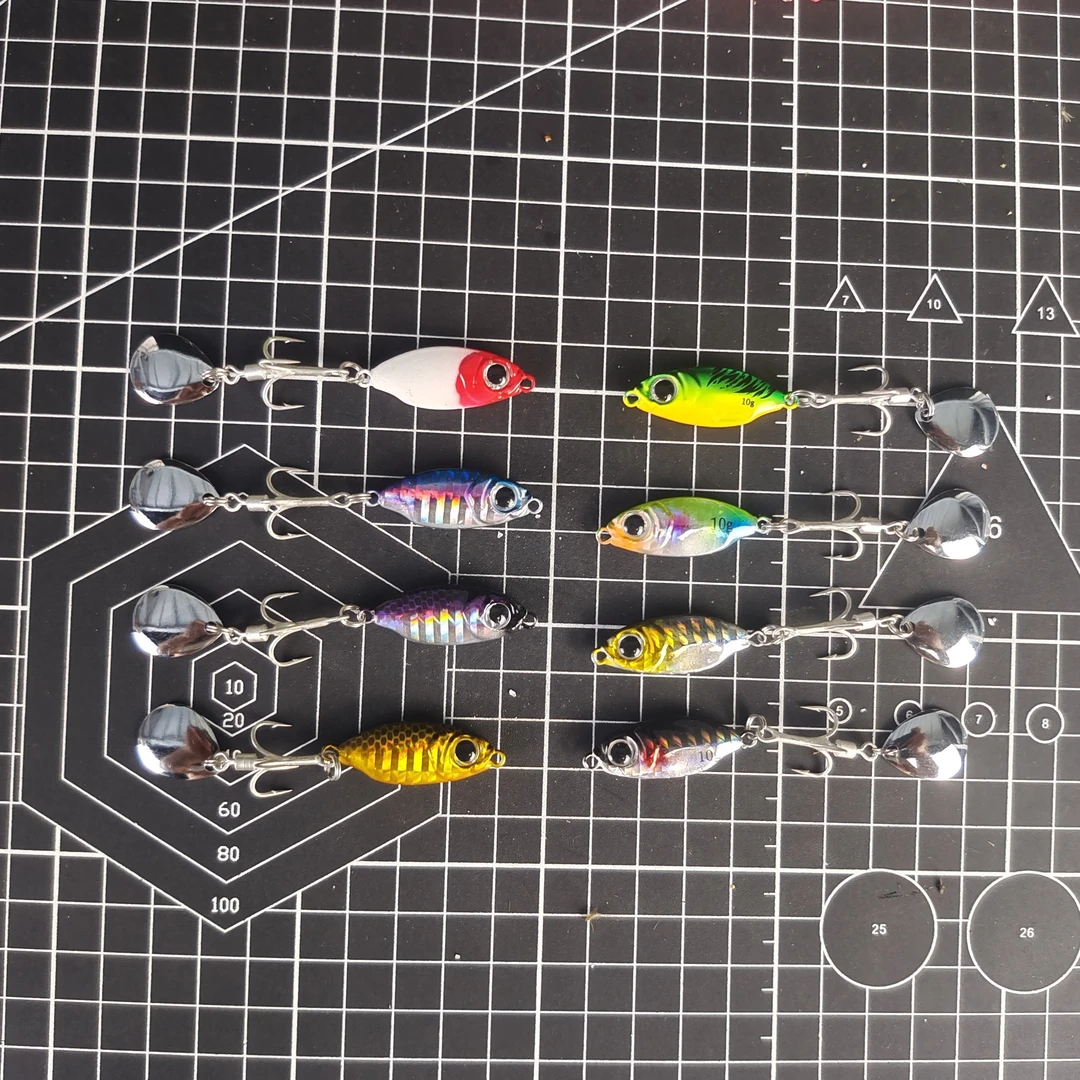 淡海水库路亚饵旋转亮片铁板超远投假饵飘落蓝小刀钓翘嘴鲈鱼鳜鱼