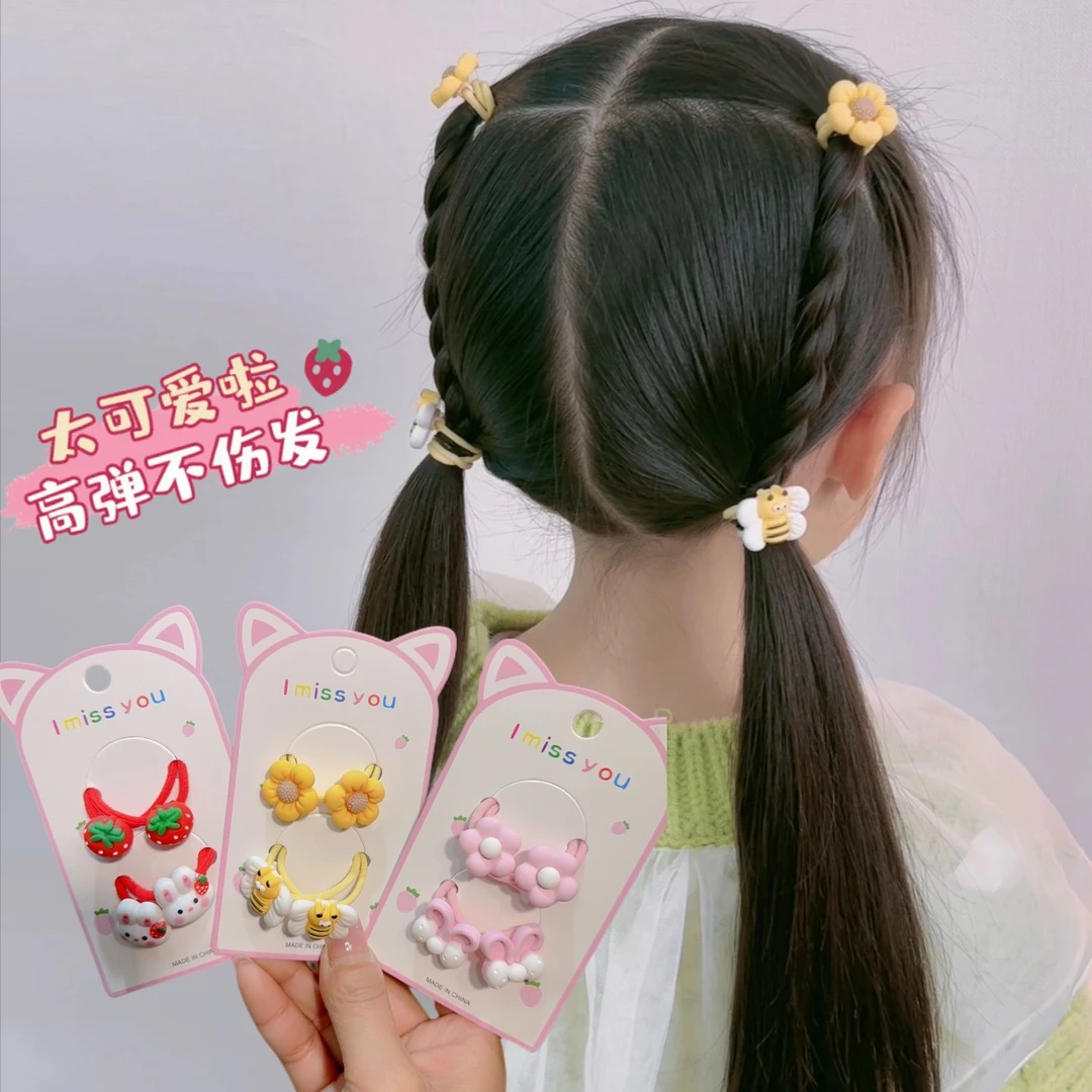 嫣然一笑baby可爱蜜蜂花朵发圈蝴蝶结不伤发皮筋少女发饰发卡扎发
