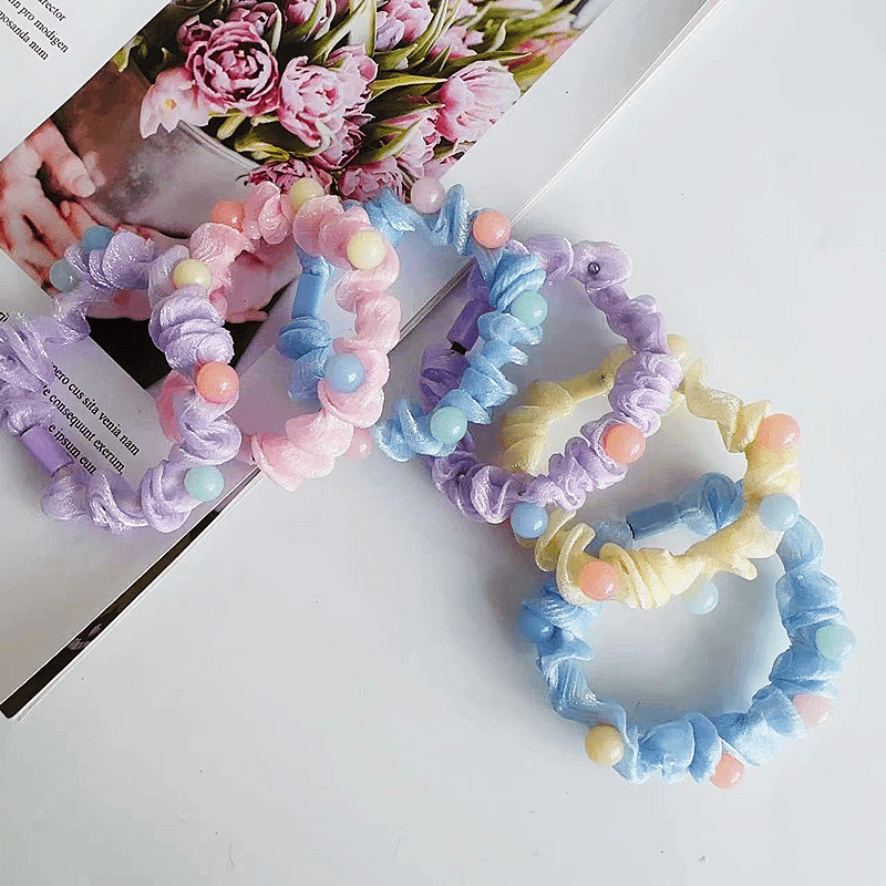 彩色圆珠小肠圈一对