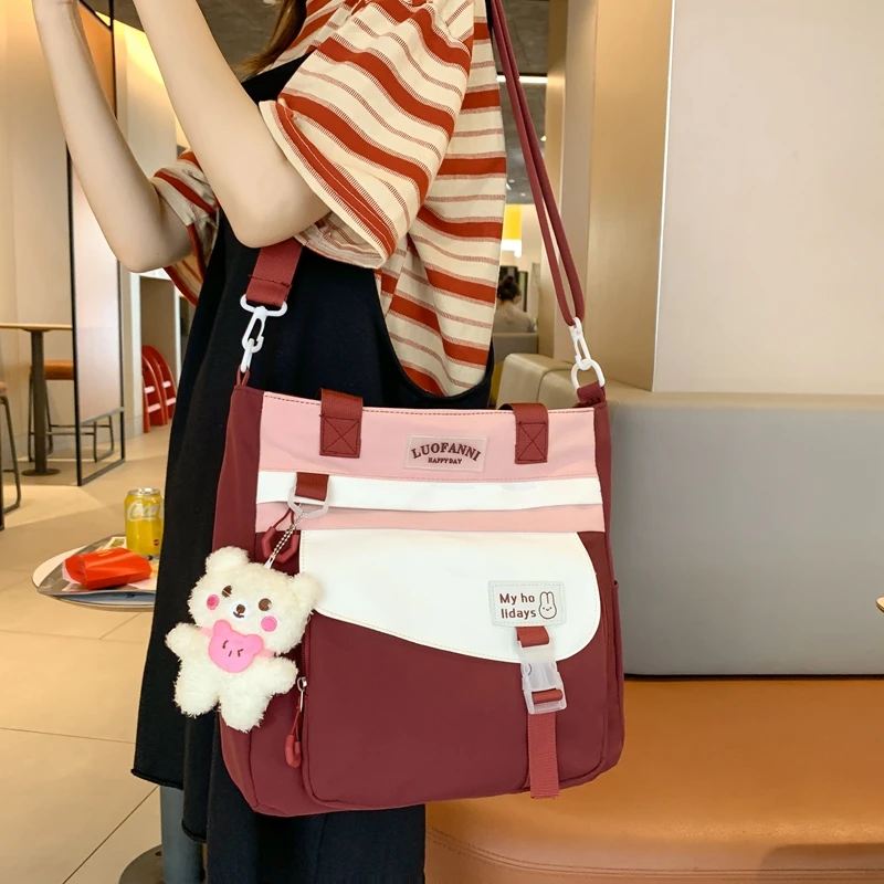 手提袋学生拎书高颜值大容量帆布初中生女孩防水补习袋单肩斜挎包