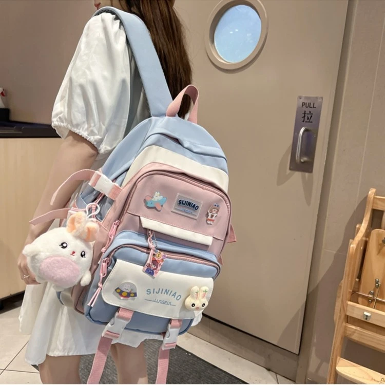 新款百搭高中生书包女初中生韩版简约ins双肩背小学生双肩包v-001