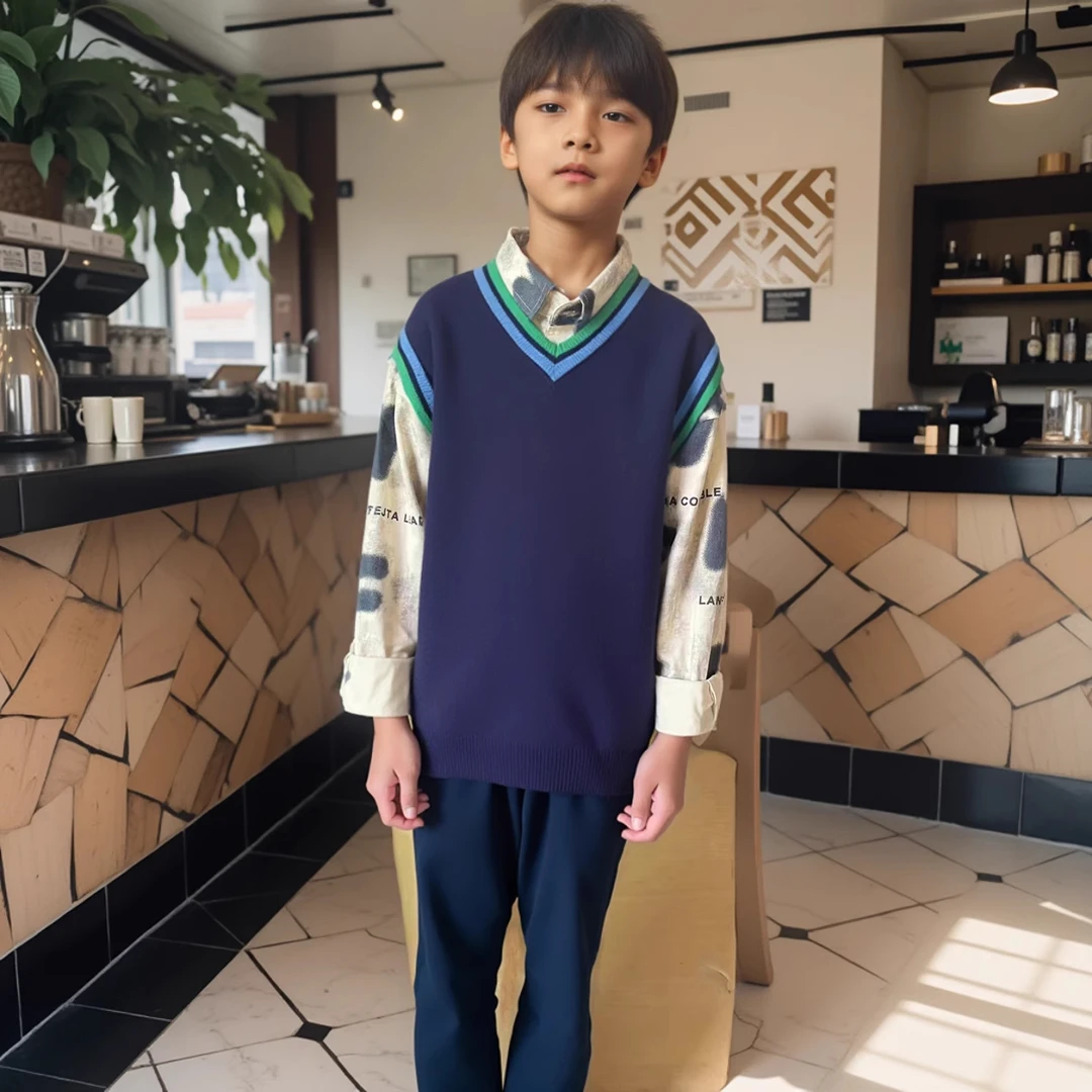 2024春秋季新款男童马甲儿童针织衫背心初中生小学女童毛衣衫