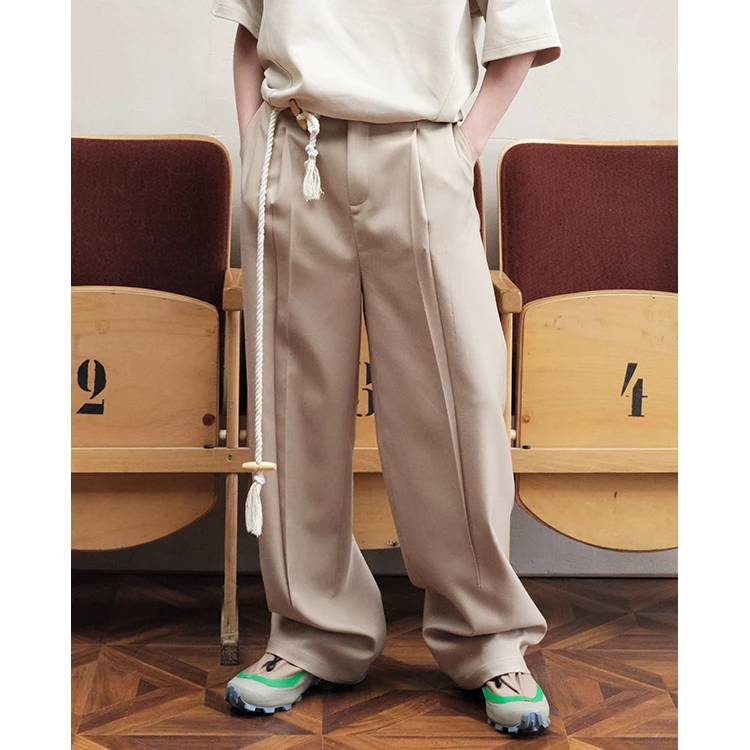 SAME FLOW 垂感内褶直筒西装阔腿裤