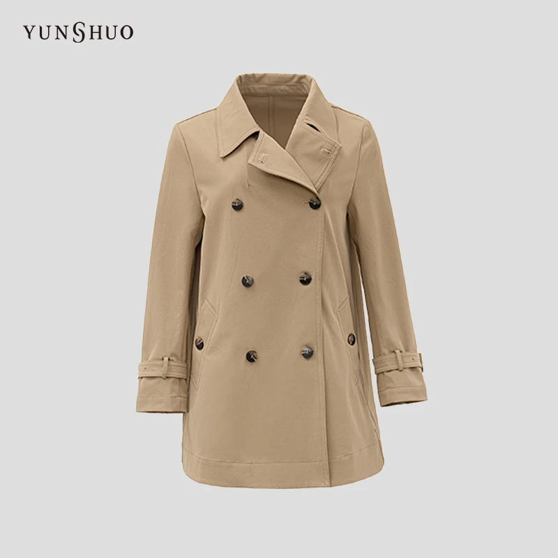 YUNSHUO风衣女2024春季新款宽松显瘦时尚翻领外套466114