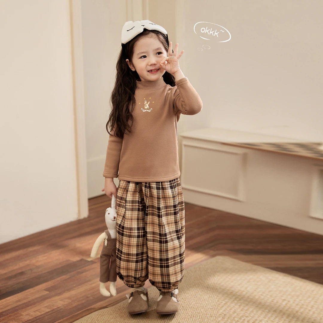 小O宝Okids童装 宝宝厚款打底衫2024冬季新款保暖上衣 OST94021