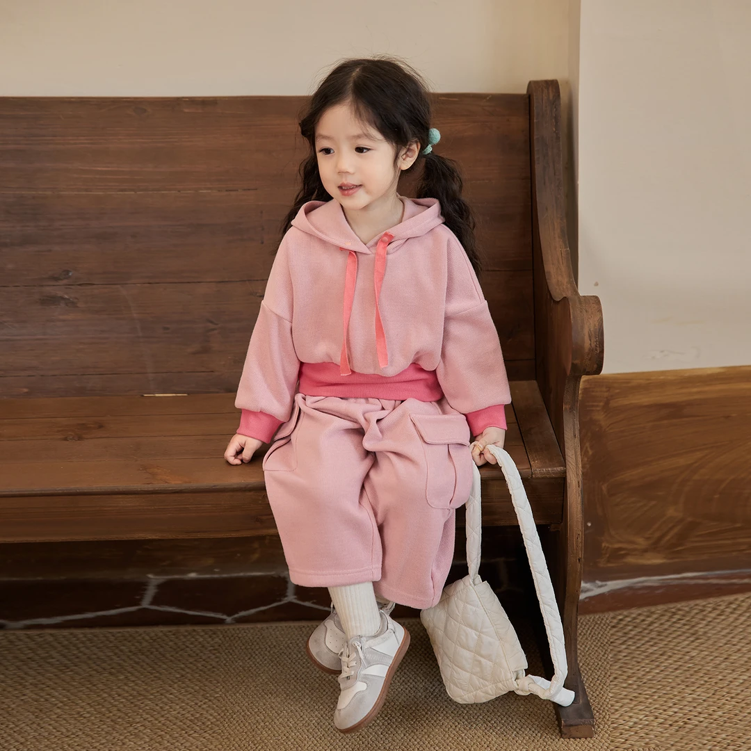 小O宝Okids童装 卫衣运动套装女2024春婴儿时髦两件套 YPC424004