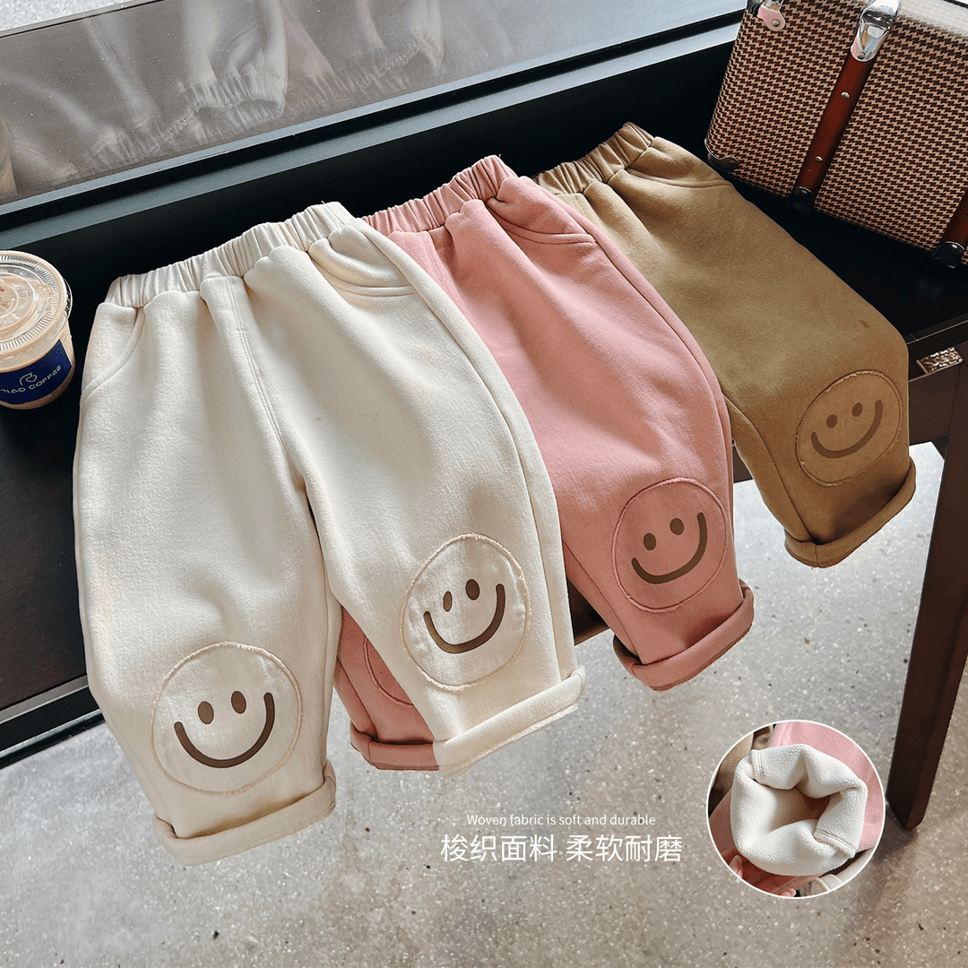 luson/乐承 陈大猪小O宝女宝宝裤子加绒保暖秋笑脸儿童萝卜休闲裤YSD216260
