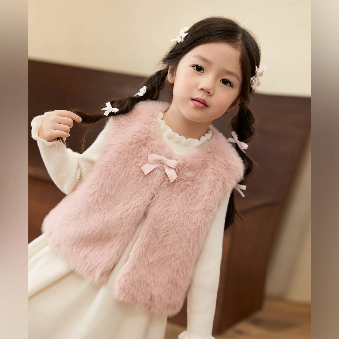 小O宝Okids童装 宝宝毛绒马甲外套秋冬新款婴儿外穿马甲 OLV94187