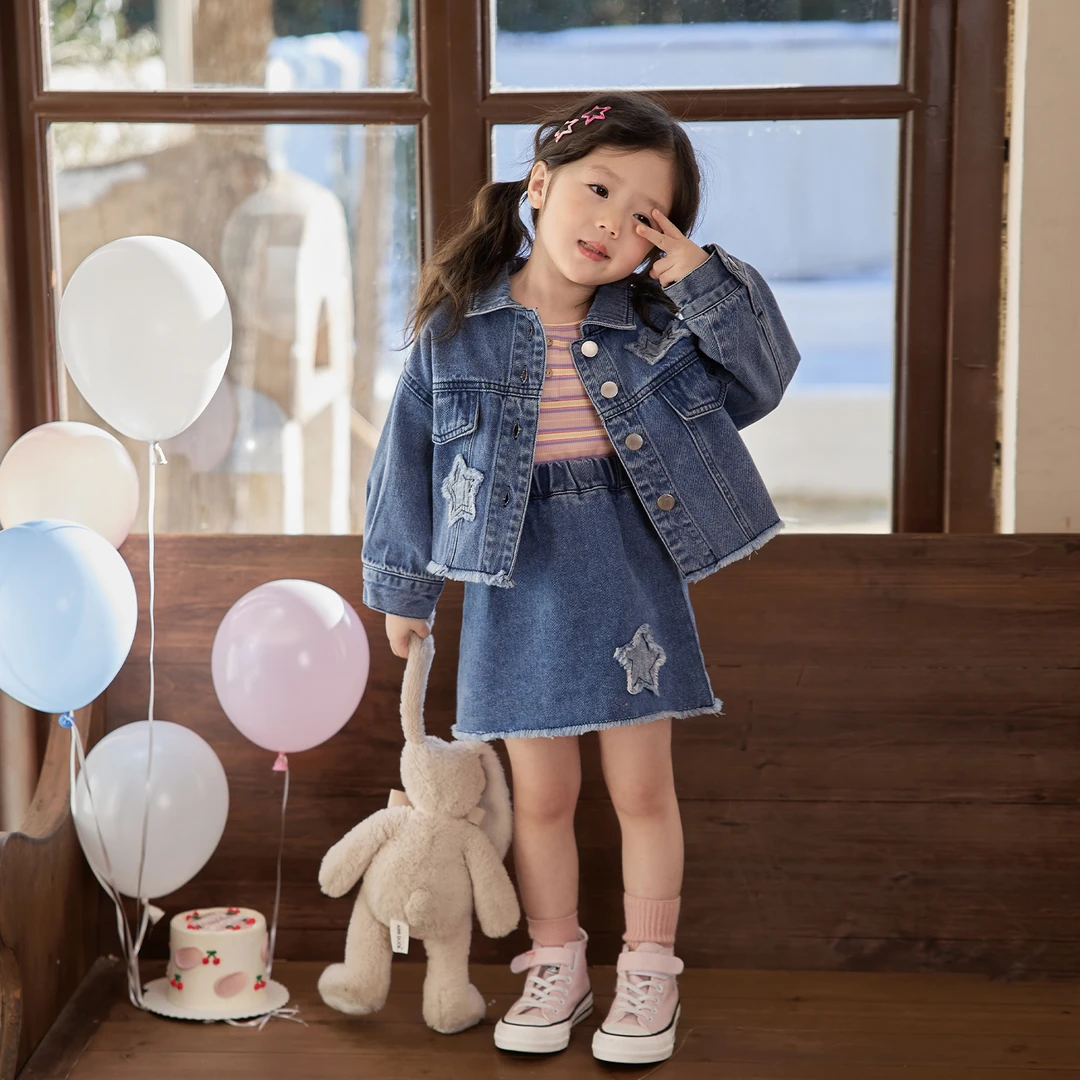 小O宝Okids童装 星际牛仔经典舒适洋气牛仔短裙 YFC412017