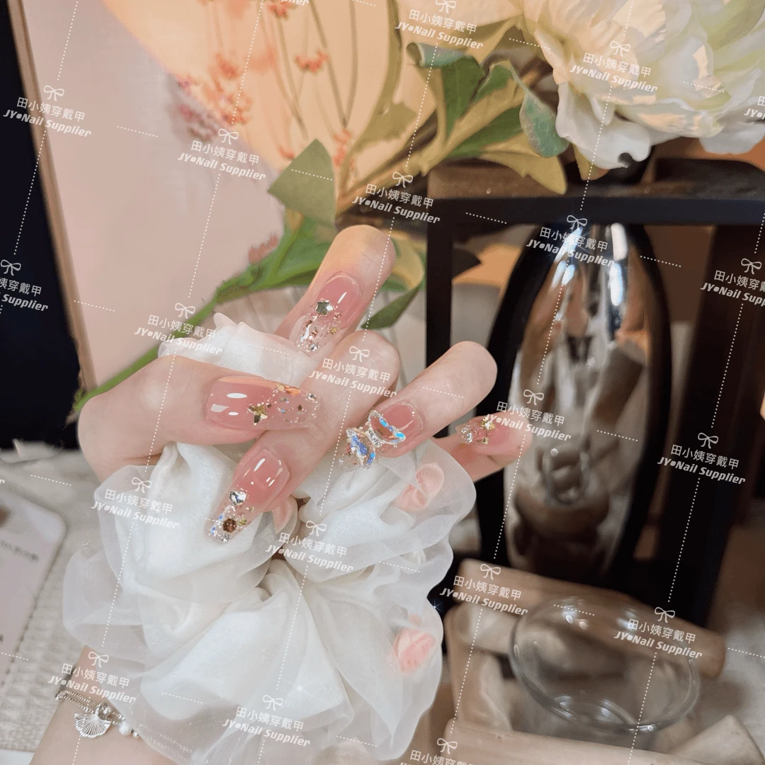 【游蝶乐园】新款高级感穿戴甲成品金箔新娘婚甲指甲贴显白美甲