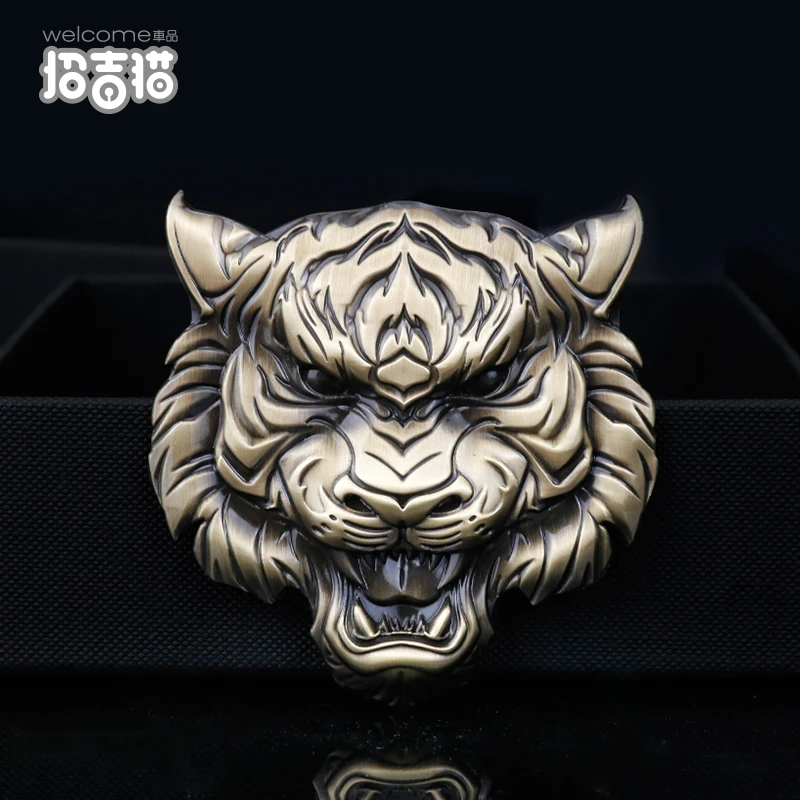 汽车国潮老虎图腾车标3D立体福虎金属车贴车身贴2022猛虎侧标装饰