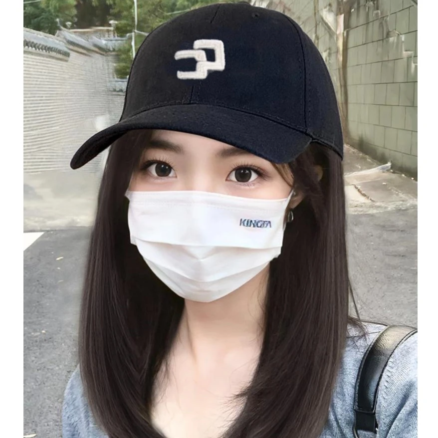 伊恬CC标鸭舌帽子假发时尚仿真发棒球帽短内扣帽子假发一体
