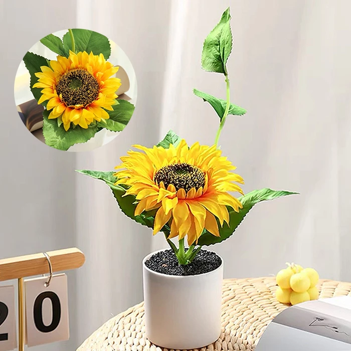 北欧小清新向日葵仿真花假花客厅摆设太阳花假绿植家居桌面小盆栽