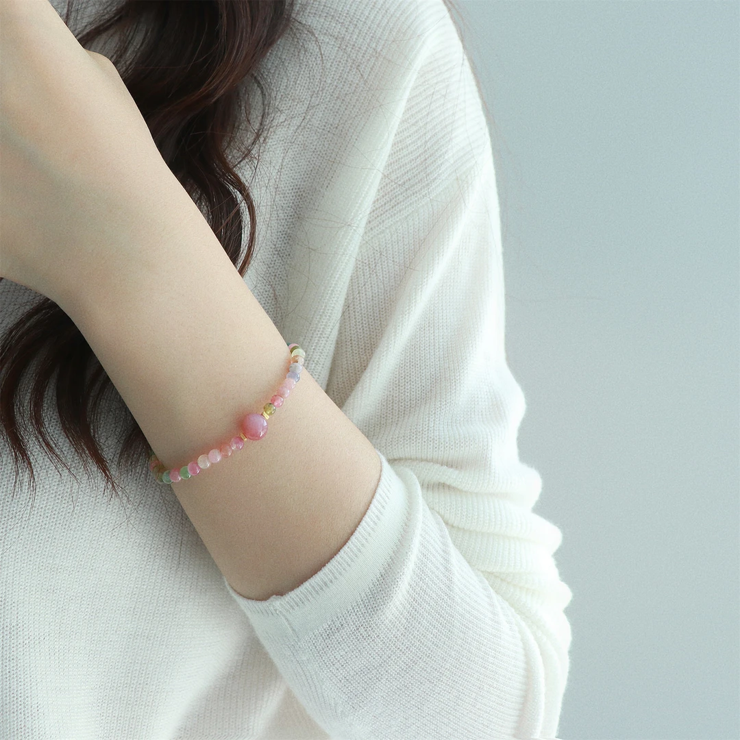 因缺斯汀饰品 925银手链 【串珠手链】纯银夏日彩色串珠手链