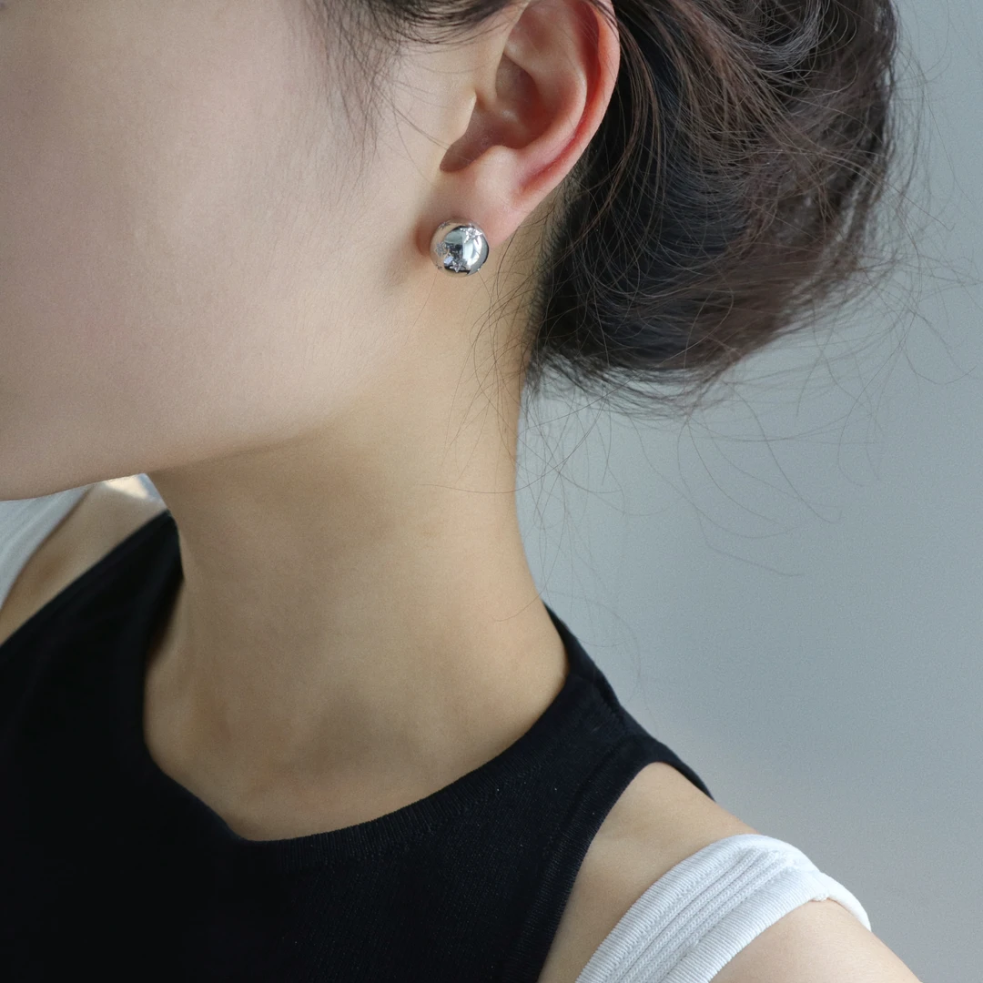 因缺斯汀饰品 铜合金耳饰 【星星球】银色镂空星星球形耳钉小众