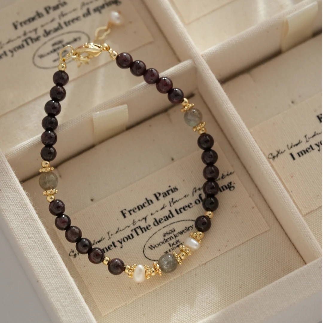 因缺斯汀饰品 铜合金手链 【暮锦】显白串珠暗调拼接手链小众设计