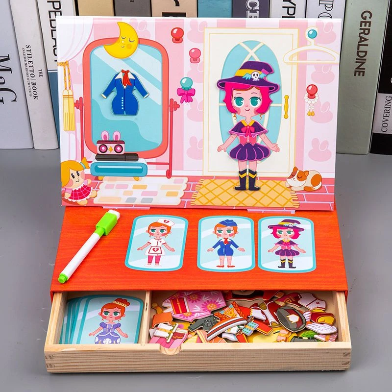儿童益智磁性拼图女孩换装贴画磁力换衣早教1-3-6周岁宝宝智力男