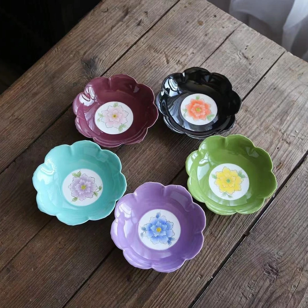 mincuo/民厝温记窑手绘牡丹花瓣壶承陶瓷果盘茶具套装配件百搭款