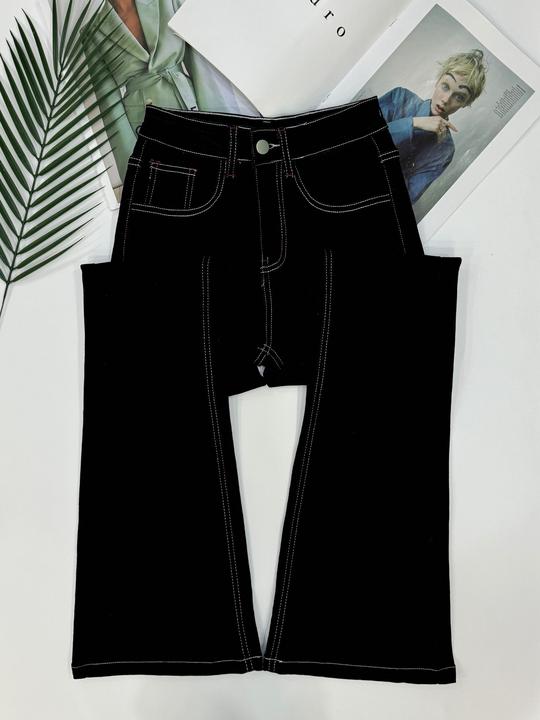 秋季新款高腰百搭经典大黑牛原创设计微辣牛仔裤女显瘦提臀马蹄裤