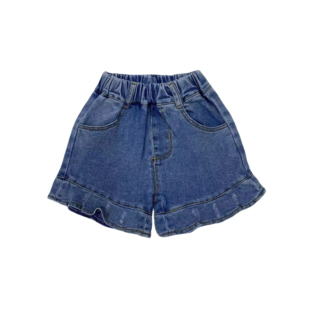 夏季女童小童休闲牛仔短裤洋气时尚蓝色韩版百搭