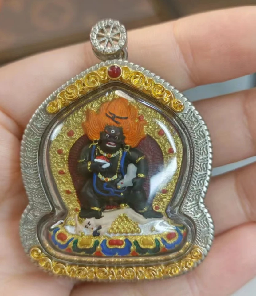 黑姥爷，藏银外壳，矿物颜料手绘擦擦带绑绳礼盒