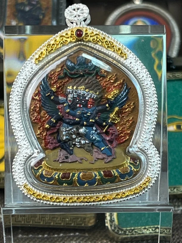 普巴金刚，925银，矿物颜料手绘擦擦带绑绳礼盒