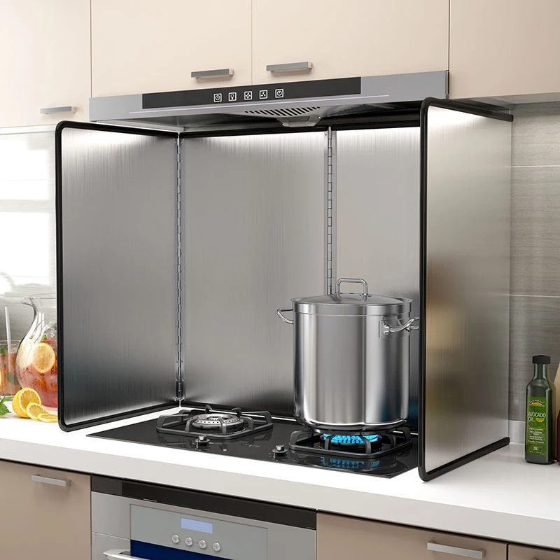 不锈钢挡油板厨房煤气灶台炒菜防油溅挡板加厚耐高温挡板隔热板