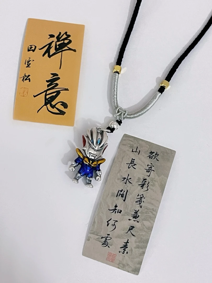 吊坠足银 999足银奥特曼吊坠珐琅上色奥特曼项链